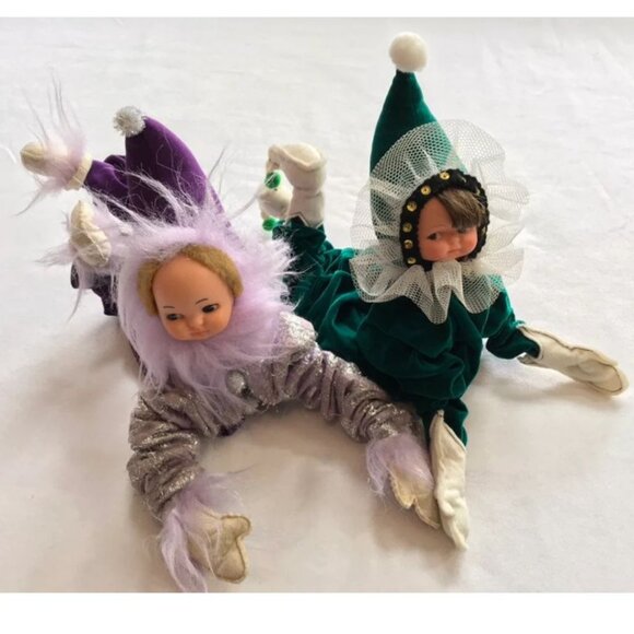 Vintage Handmade Christmas Pixie Bendy Dolls - Picture 2 of 8